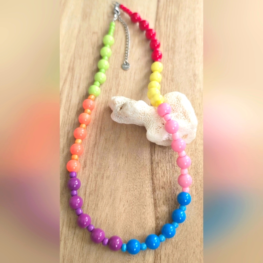 Colorful Bright Glass Beaded Necklace